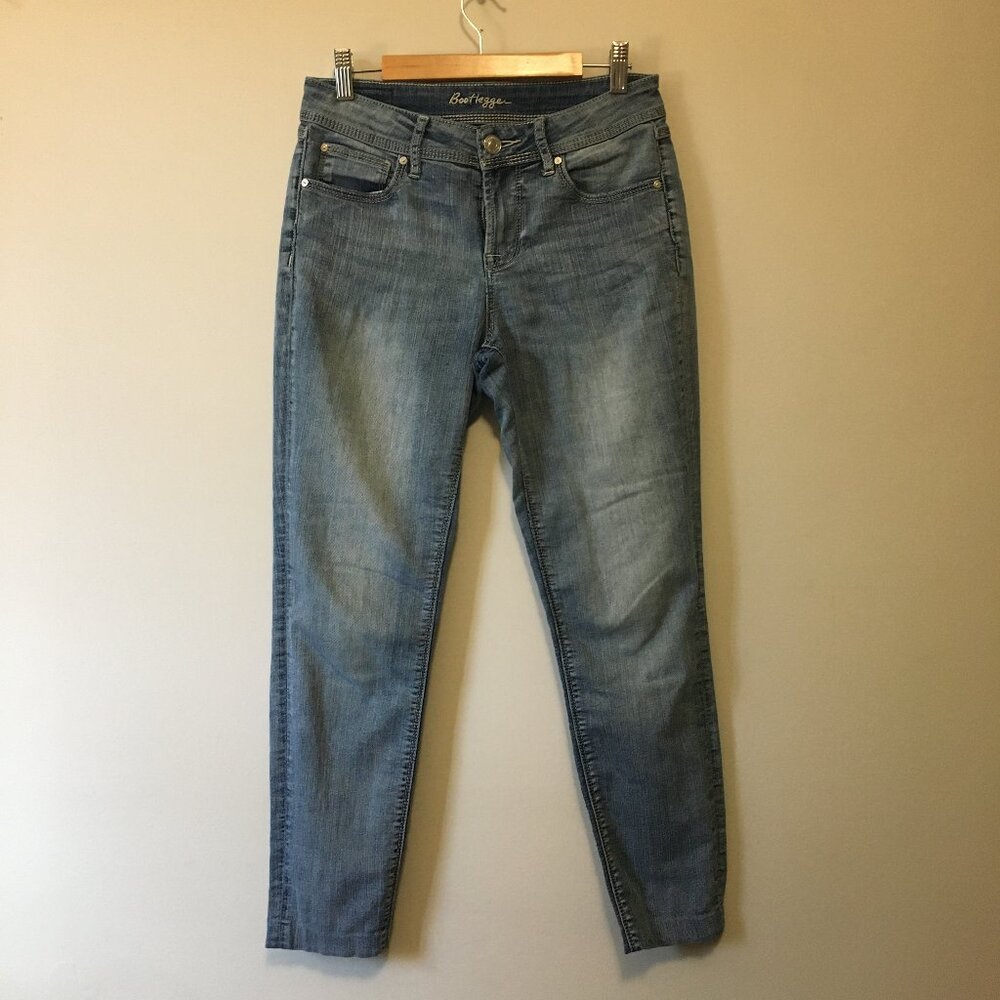 Bootlegger Easy Jeans Size 28 6 Blue Denim Skinny Leg High Stretch Comfort